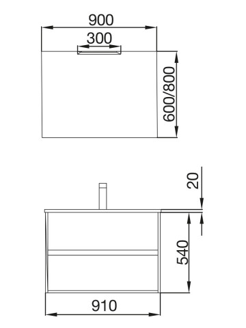 Mobile bagno sospeso cm 90 moderno in legno Noja Rovere Eternity