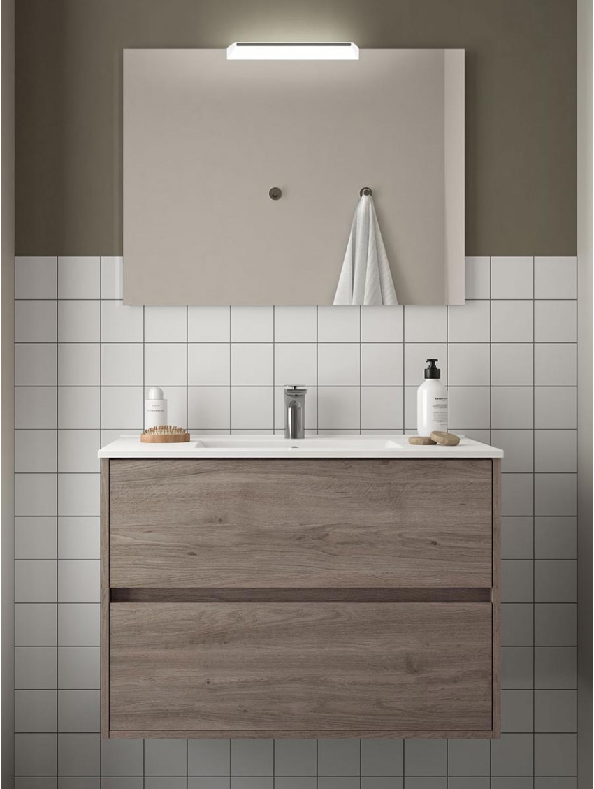 Mobile bagno sospeso cm 90 moderno in legno Noja Rovere Eternity