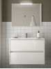 Mobile bagno sospeso in legno cm 80 Noja Bianco lucido