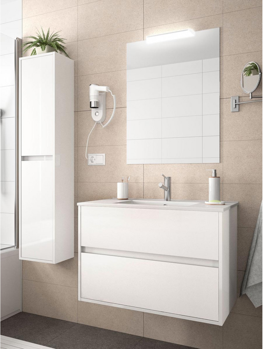 Mobile bagno sospeso ITALY 103 cm 103x47 bianco lucido con cassetti  chiusura push to open