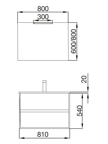 Mobile bagno sospeso in legno cm 80 Noja Eternity