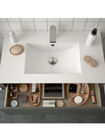 Mobile bagno sospeso in legno cm 80 Grigio Opaco