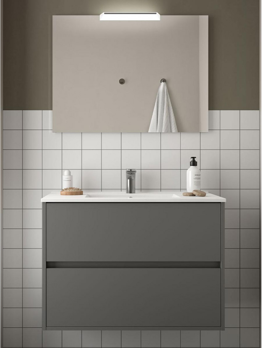 Mobile bagno sospeso in legno cm 80 Grigio Opaco