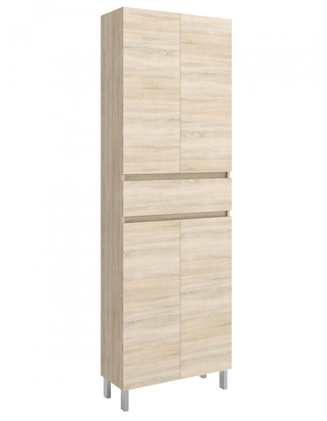 Mobile colonna armadio in legno a 4 ante 1 cassetto dim. 600x240x1820h mm. mod. Infinity col. Rovere Caledonia