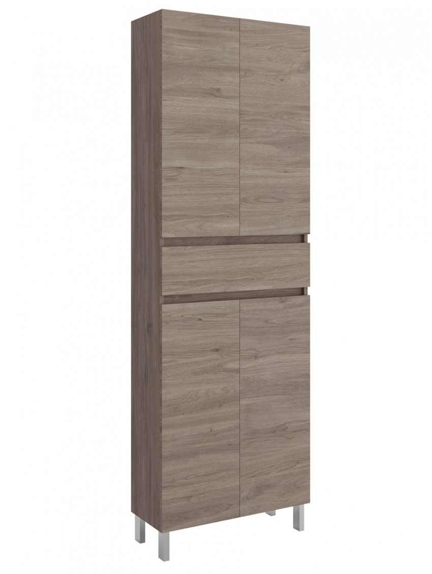 Mobile colonna armadio in legno a 4 ante 1 cassetto dim. 600x240x1820h mm. mod. Infinity col. Rovere Eternity