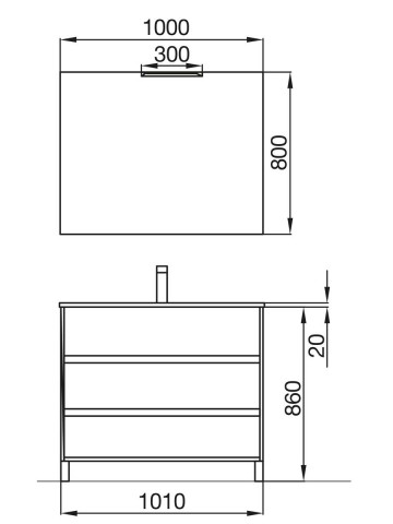 Mobile bagno moderno in legno cm 100 Arenys Bianco Lucido