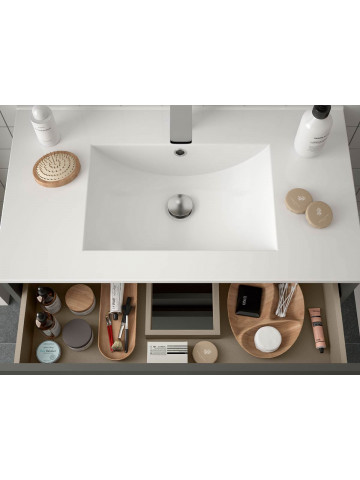 Mobile bagno sospeso 80 cm Noja grigio opaco con lavabo a incasso - Abitare