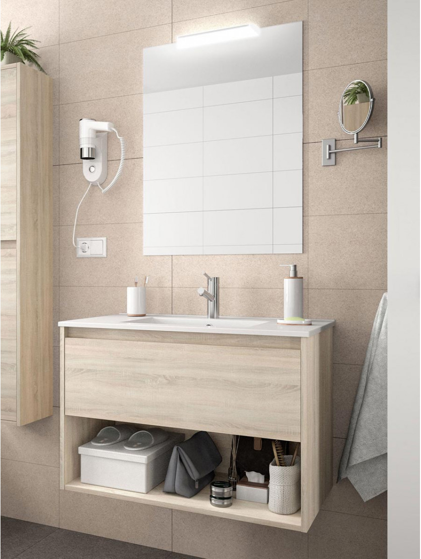 Mobile sospeso in legno 1 cassetto 1 vano cm 80 Noja Rovere Caledonia
