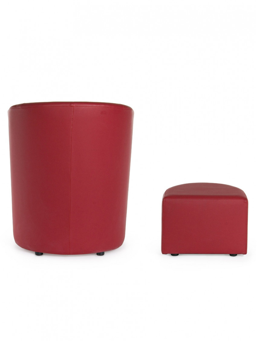 Pouf doppio in ecopelle rossa DABBES