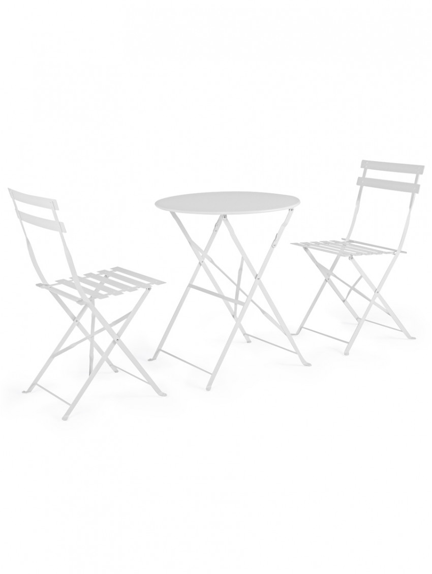Set tavolo con 2 sedie BRUGES Bianco opaco