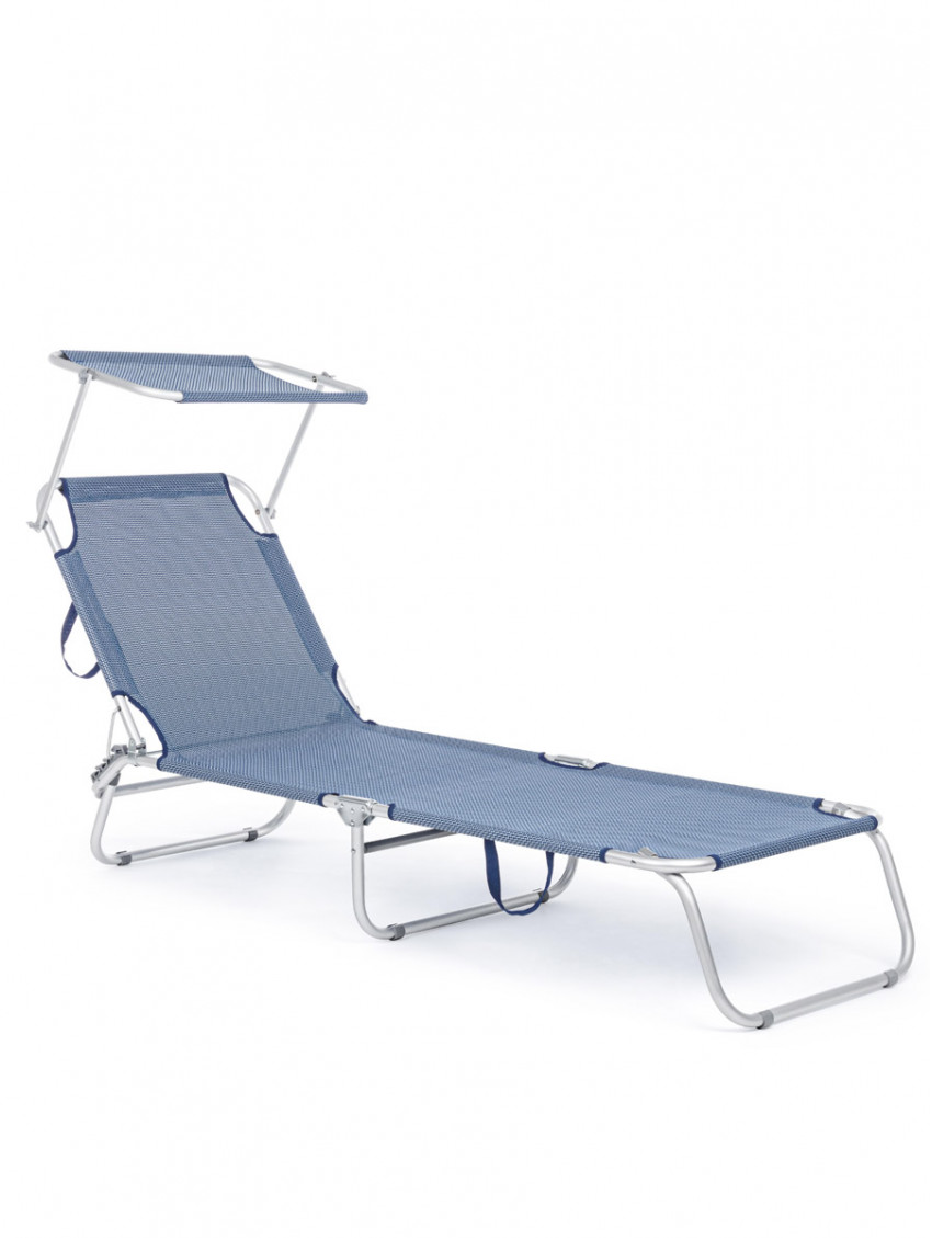 Lettino relax  sdraio per giardino mare esterni pieghevole con tettuccio CROSS Blue Mix