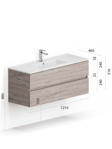 Mobile bagno sospeso cm 120 modello ANDRE PLUS Alaska