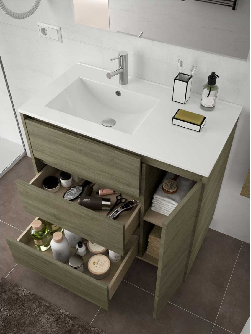 Arenys mobile bagno a terra in legno rovere eternity 100 cm con