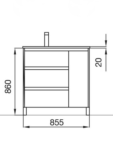 Mobile bagno moderno in legno cm 85 Arenys Rovere Eternity