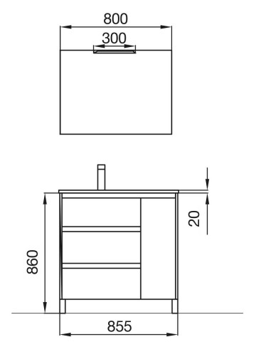 Mobile bagno moderno in legno cm 85 Arenys Grigio opaco