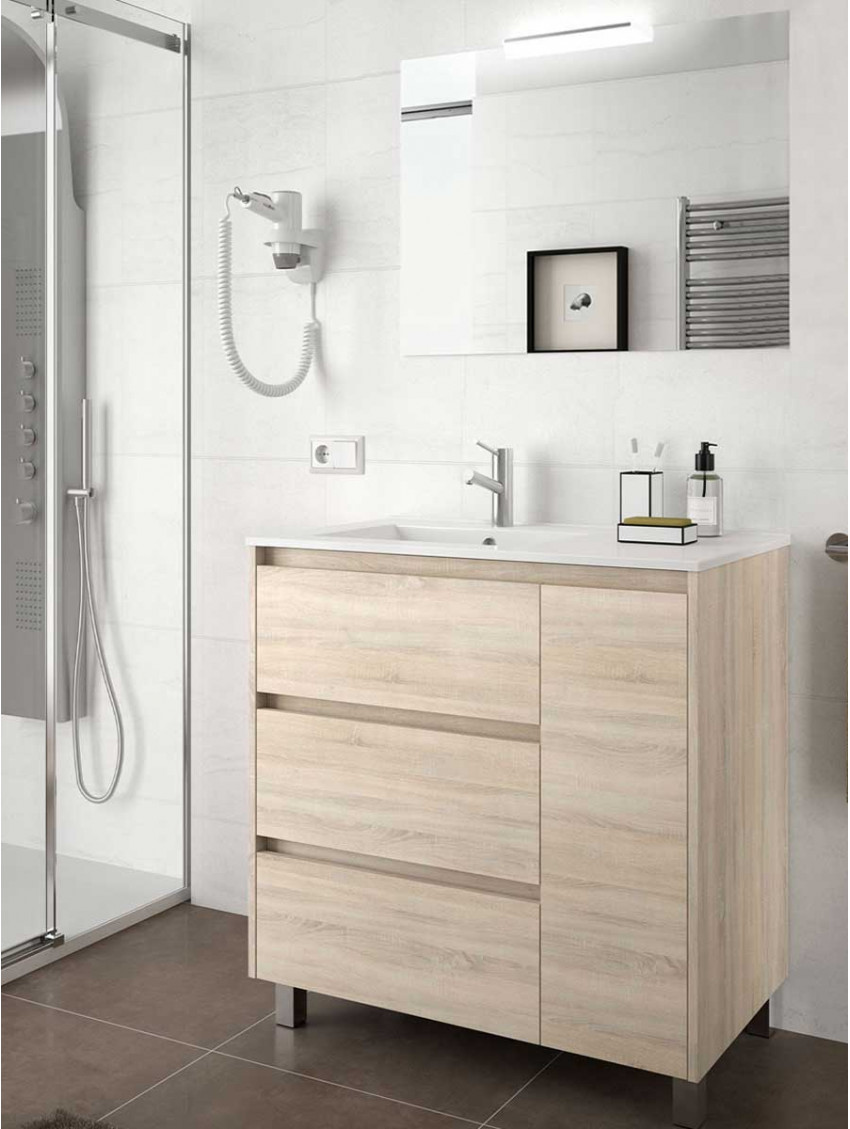 Mobile bagno moderno in legno cm 85 Arenys Rovere Caledonia