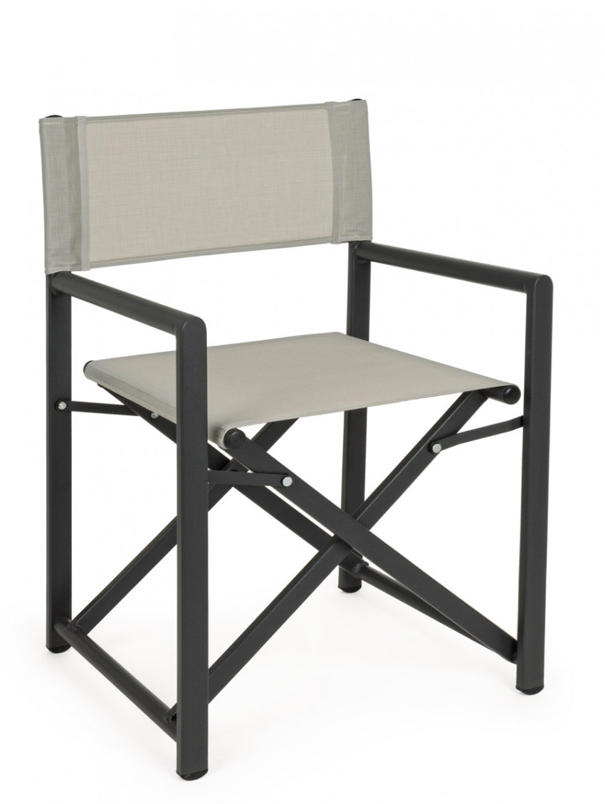 Sedia Regista in alluminio e textilene Antracite/Bone TAYLOR