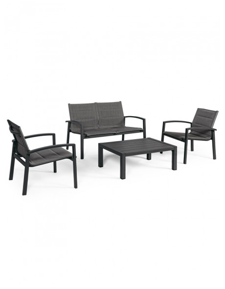 Set salotto giardino con tavolino in alluminio 4 posti Laiken Antracite Set salotto giardino con tavolino in alluminio 4 posti Laiken Antracite