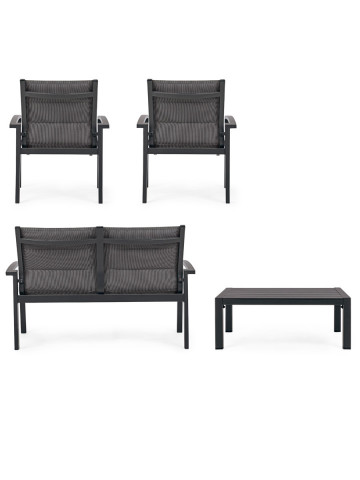 Set salotto giardino con tavolino in alluminio 4 posti Laiken Antracite