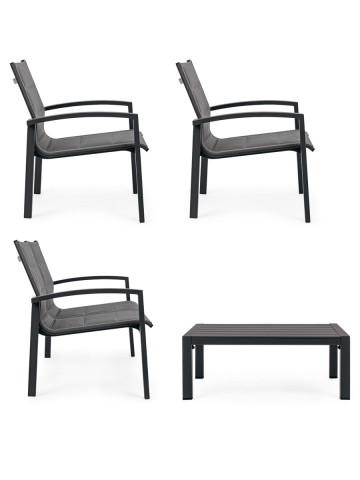 Set salotto giardino con tavolino in alluminio 4 posti Laiken Antracite