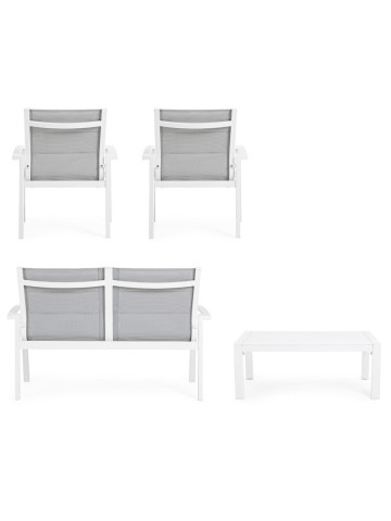 Set salotto giardino con tavolino in alluminio 4 posti Laiken Bianco