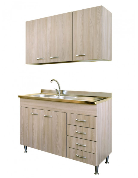 Mobile cucina 120 cm cassettiera dx 2 ante pensile e scolapiatti Serie Basic Olmo Mobile cucina 120 cm cassettiera dx 2 ante pensile e scolapiatti Serie Basic Olmo