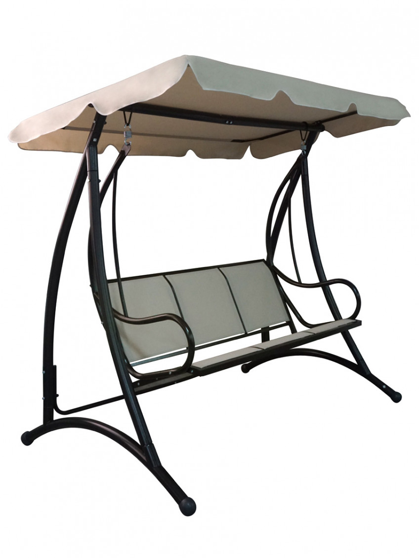 Dondolo da giardino 3 posti in acciaio marrone seduta e copertura col. beige Capri