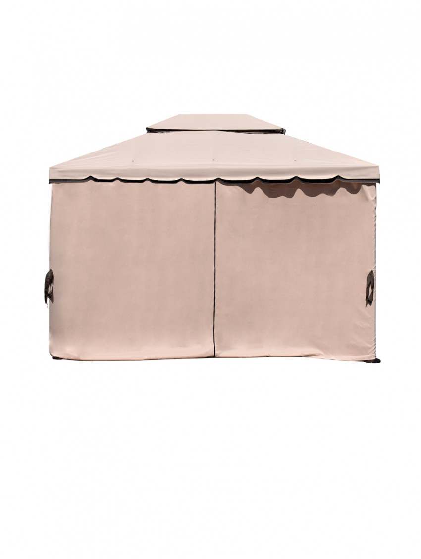 Gazebo 3x3 alluminio zanzariere teli beige/marrone waterproof