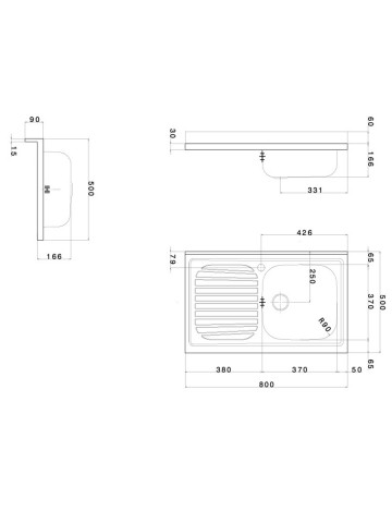 Mobile cucina Basic 80 2 ante finitura Bianco lavello piano Sx e scolapiatti