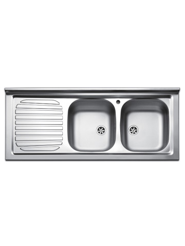 Sottolavello con cassetti a sx o dx e 2 ante finitura bianco lavello inox 2 vasche cm 120 x 50x H81 serie Basic