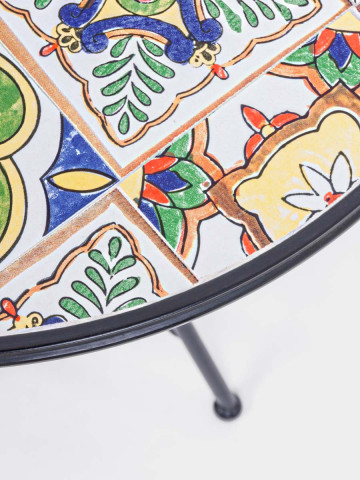 Tavolo da giardino con decoro in ceramica PALOMA