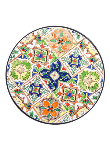 Tavolo da giardino con decoro in ceramica PALOMA