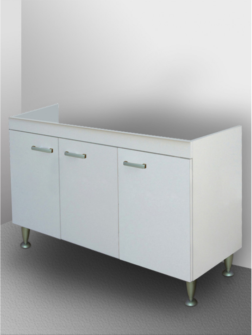 Sottolavello a 3 ante versione dx cm 120x47,5xH81 BASIC Bianco