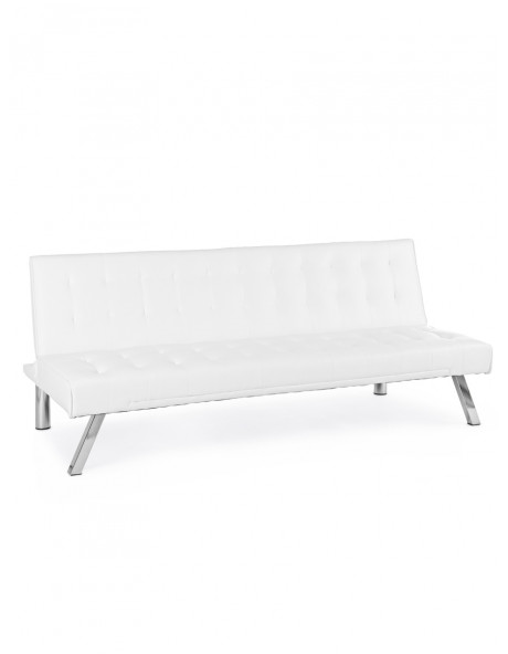 Divano letto in similpelle FORBES Bianco