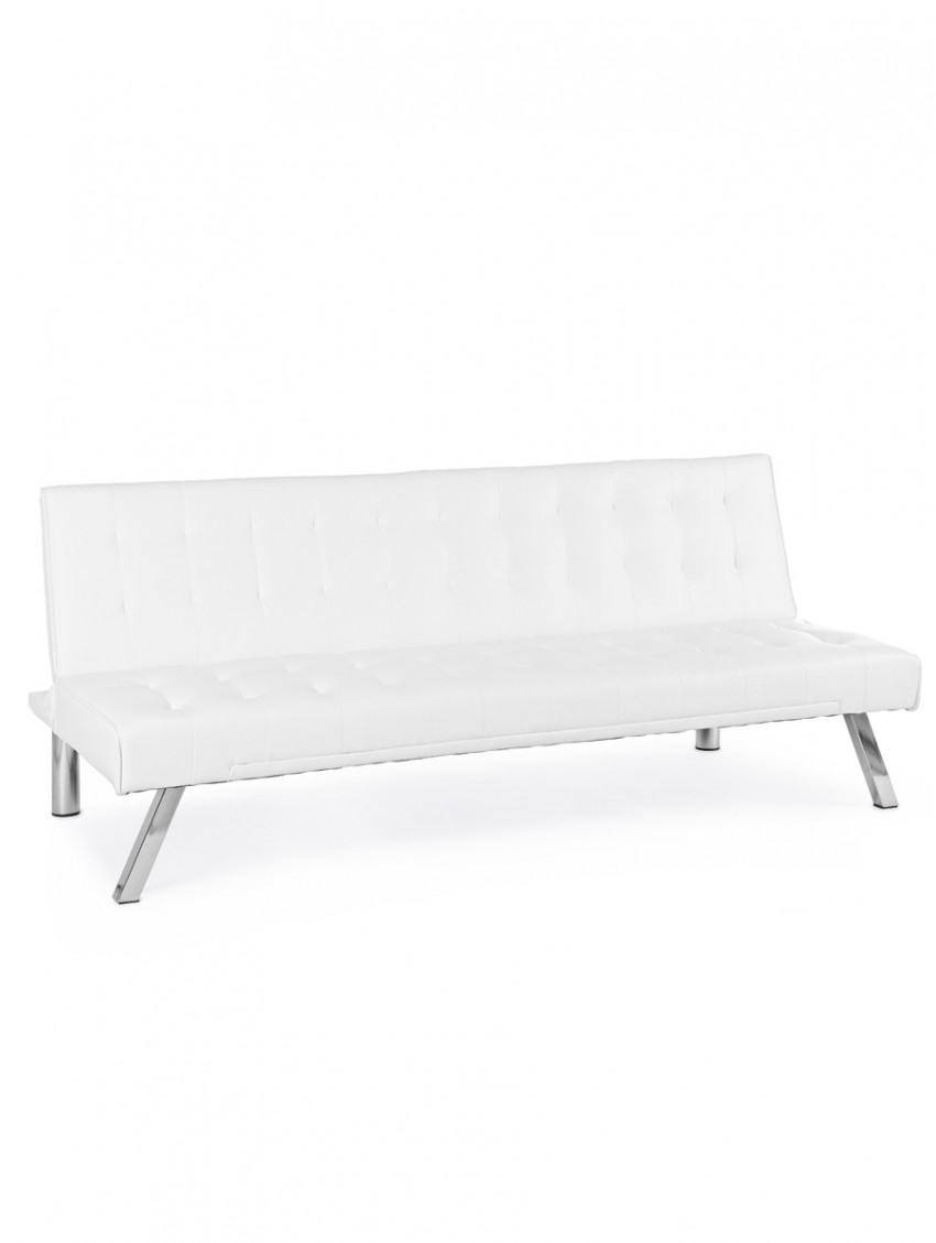 Divano letto in similpelle FORBES Bianco