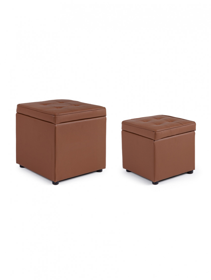 Coppia Pouf contenitori BELLVILLE Tabacco