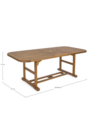 Tavolo rettangolare in legno 150/200x90 NOEMI colore Acacia