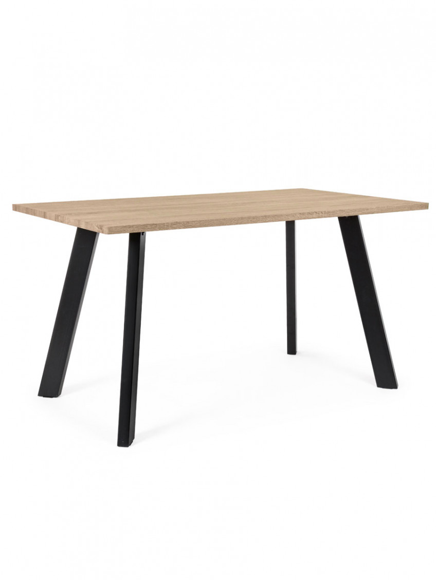 tavolo rettangolare Giant cm L140xP80xH75 piano in mdf legno chiaro e struttura in acciaio nero