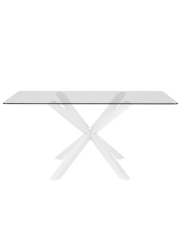 tavolo rettangolare May L160xP90xH76 cm piano in vetro struttura acciaio bianco