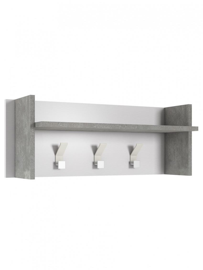 Appendiabiti design con 3 ganci texture 3d L90xP28xH34 cm HALLWAY Bianco/Cemento