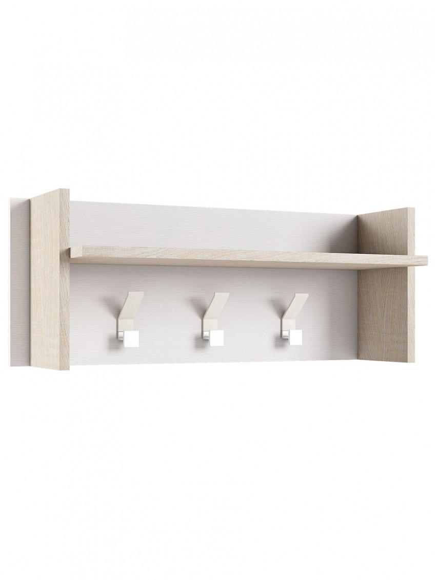 Appendiabiti design con 3 ganci texture 3d L90xP28xH34 cm HALLWAY Bianco/Rovere