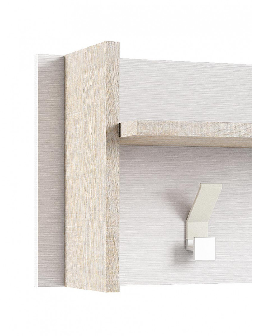 Appendiabiti Da Parete 'Toke' In Legno - Design Moderno Con 8 Ganci E Mensola, Colore Bianco - Foto 11