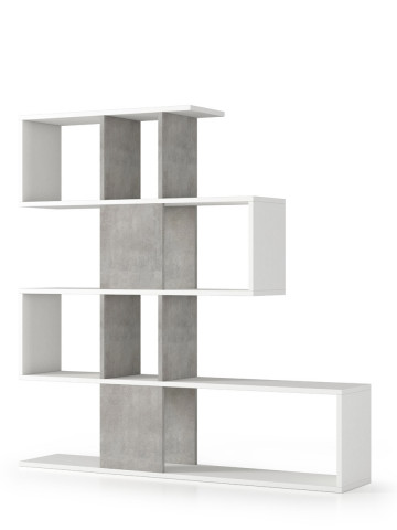 Libreria divisorio separè 5 livelli L145xP30xH145 cm TETRIX Bianco/Cemento