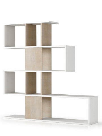 Libreria divisorio separè 5 livelli L145xP30xH145 cm TETRIX Bianco/Rovere
