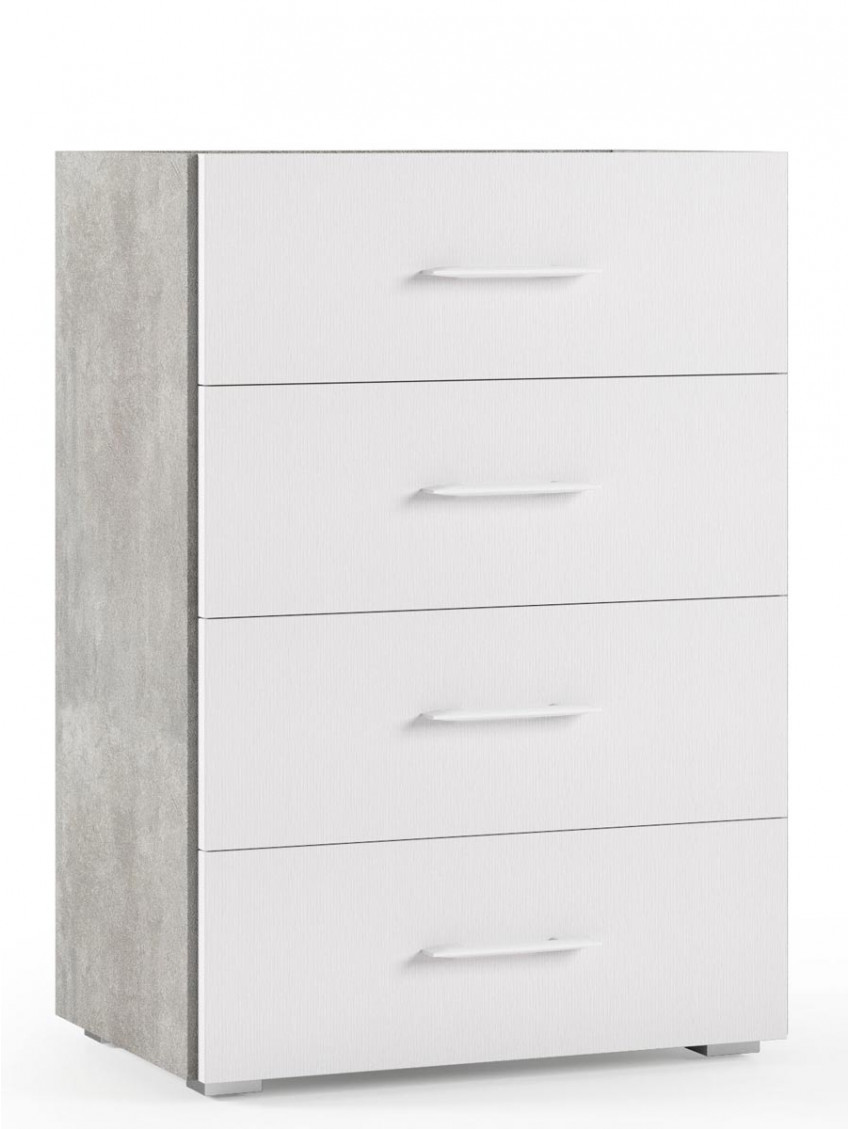 Mobile 4 cassetti texture 3d L60xP40xH87 cm CONTEMPORARY Bianco/Cemento