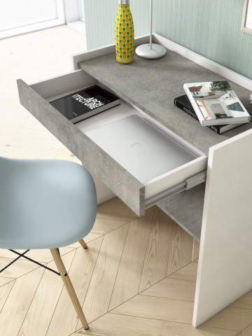 Scrivania porta pc L80xP40xH79 cm CONTEMPORARY Bianco/Cemento