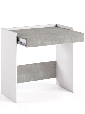 Scrivania porta pc L80xP40xH79 cm CONTEMPORARY Bianco/Cemento