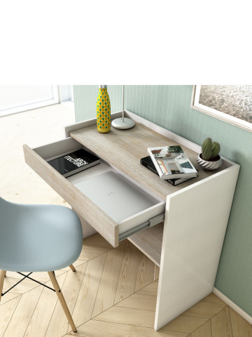 Scrivania porta pc L80xP40xH79 cm CONTEMPORARY Bianco/Rovere