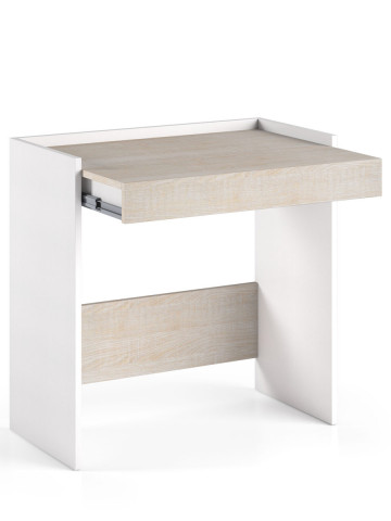 Scrivania porta pc L80xP40xH79 cm CONTEMPORARY Bianco/Rovere