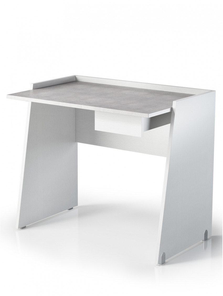 Scrivania porta pc L90xP60xH80 cm CONTEMPORARY Bianco/Cemento